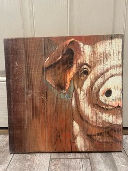 Rustic Farmhouse Pig Wood Wall Art
