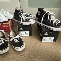 Vans and Converse Shoes Kids sizes 1 and 2.5 - $15 each with box, $5 Vans (size 2.5) no box