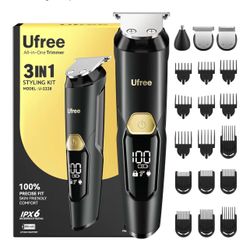 3-in-1 Beard Trimmer for Men, IPX6 Waterproof Electric Razor Shaver Beard, Nose, Hair, Stainless Steel Blades, USB-C Fast Charge, 120-Min Usage, 8000 