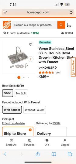 Kohler Stainless steel double sink/faucet