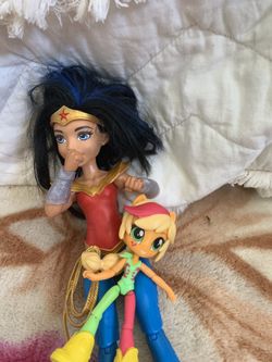Wonder Woman doll and apple jack doll