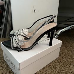 black and silver heels