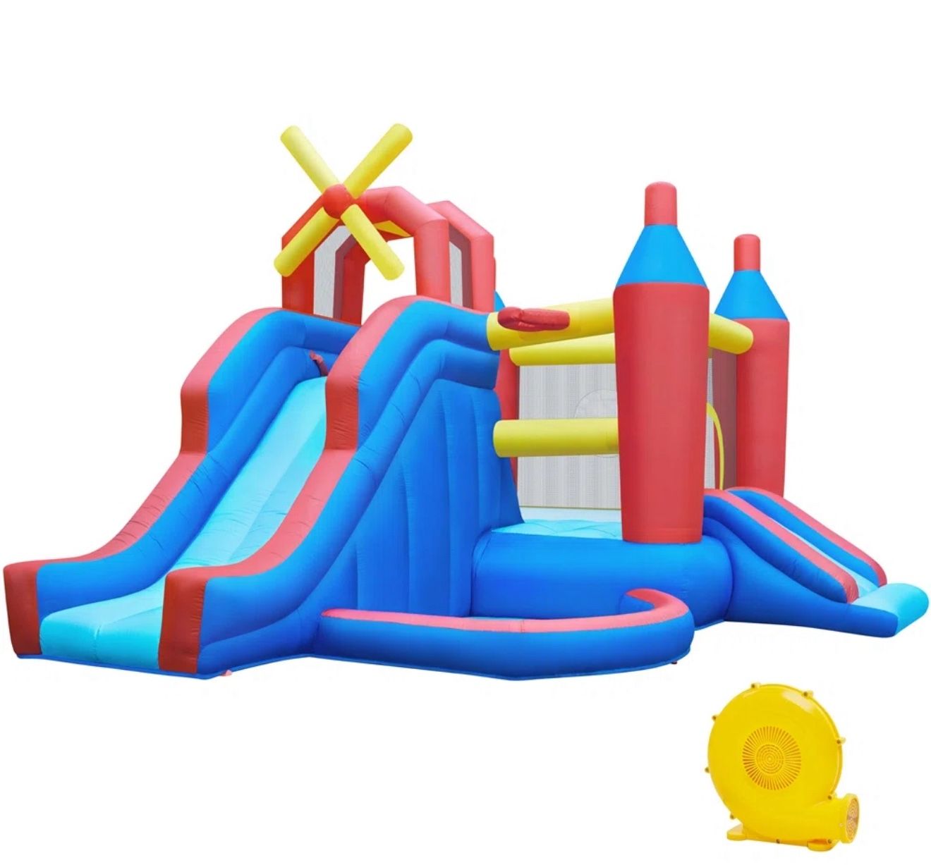 Several bouncy houses