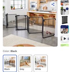 Frisco Steel 8-Panel Configurable Dog Gate and Playpen, 30-in, Black