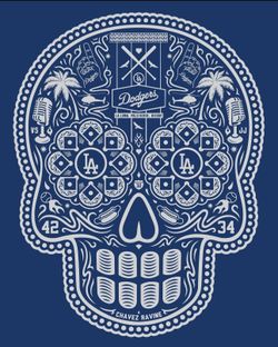 Dodgers Chavez Ravine Blue and Silver 18x24 by Ernesto Yerena (LIMITED EDITION)