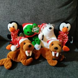 Coca Cola Christmas Plush And Beanie Baby Lot