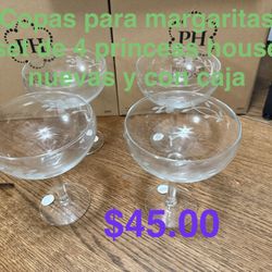 Copas Para Margaritas Set De 4 👉 princess house todo nuevo y con caja 📦