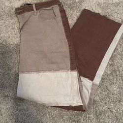Brown Patchwork Jeans