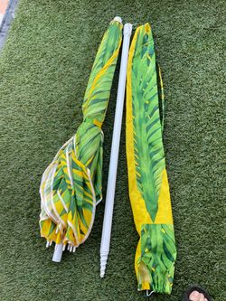 Tropical Print Beach Umbrella with Carry Bag