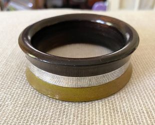 Wooden Bangle With Sterling Silver Accent