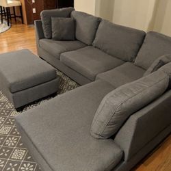 L Shape Sectional Sofa Couch With Ottoman (New In 3 Boxes) 