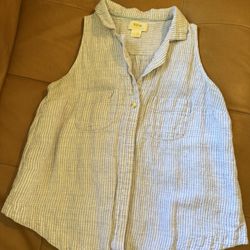 Seersucker Sleeveless Blouse