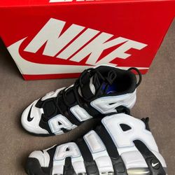 Nike Air More Uptempo Leather Trendy Shock Absorbing Mid-Top Basketball Shoes Unisex Black & White