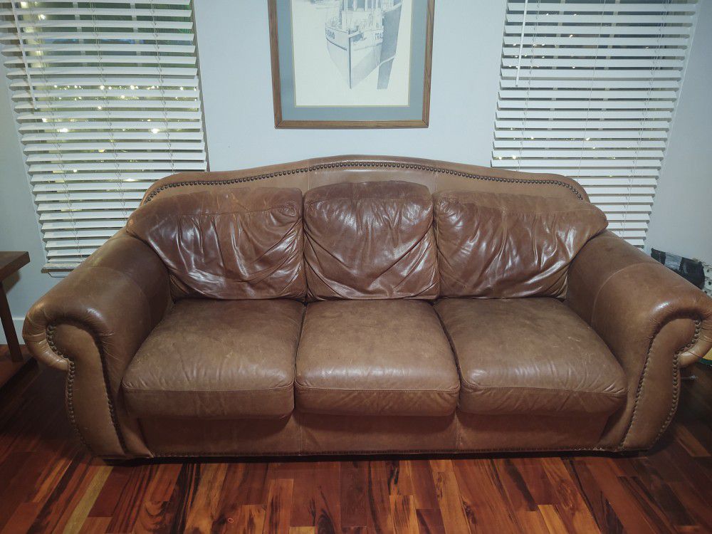 Leather Sofa And Over Sized Chair 