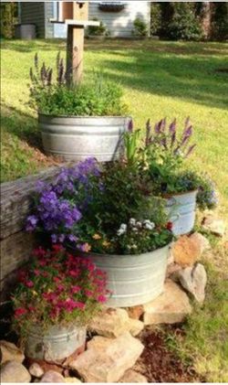11 gal Behrens galvanized metal steel planter buckets tub pots