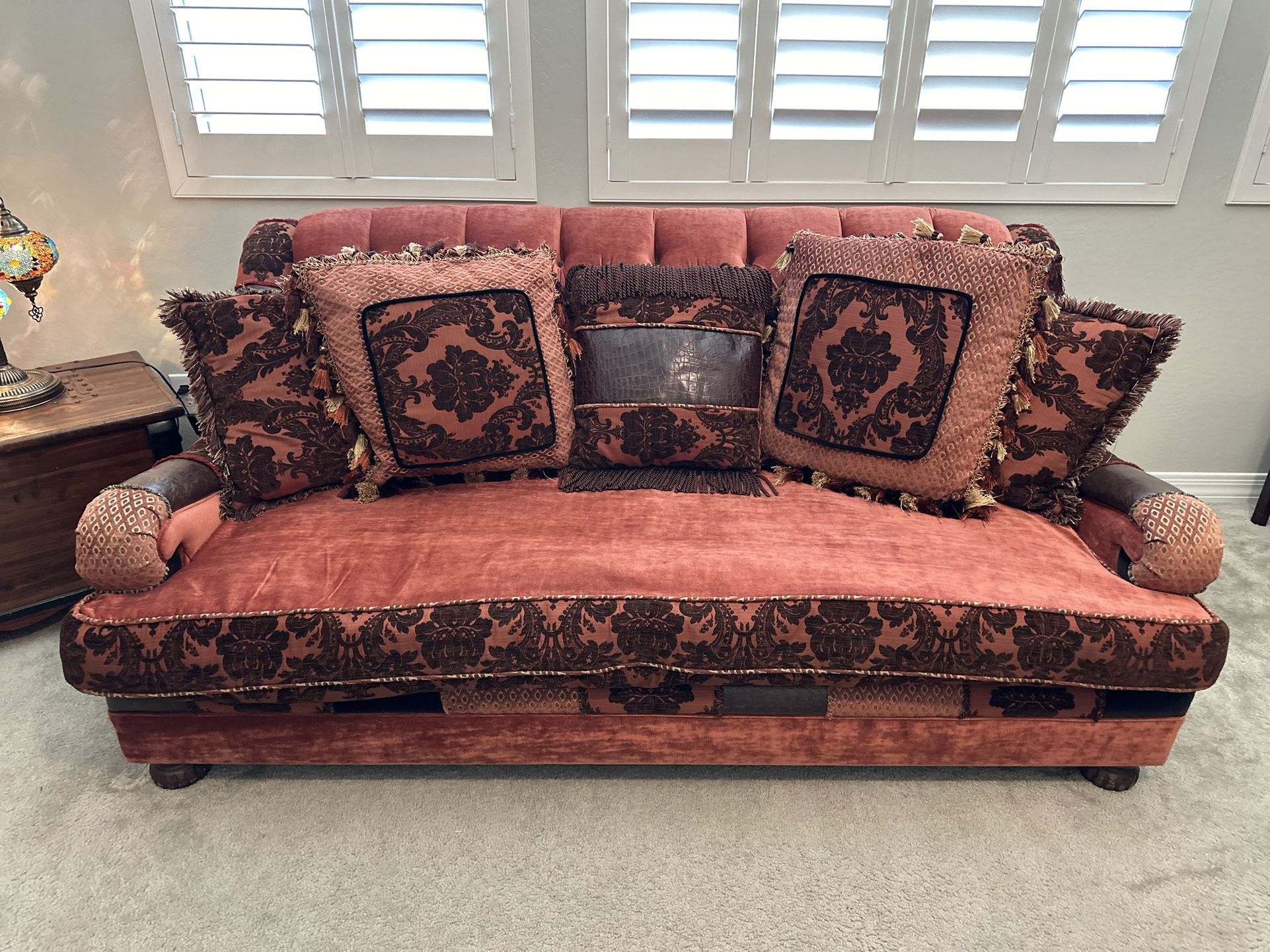 Red Velvet Sofa