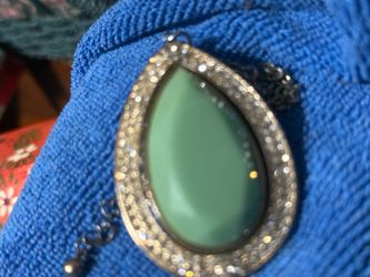 Green Stone Teardrop Pendant Necklace
