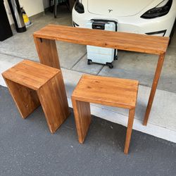 Custom Made Wood Console And Side Tables
