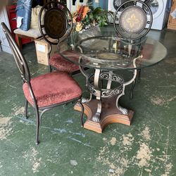 Antique Table With Three Chairs
