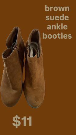 Brown Suede Ankle Booties