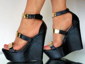 Sexy high heels sandals wedge shoes. Disa black
