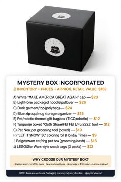 Mystery Box Incorporated assorted merchandise bundle with 14 total items for $60 OBO.