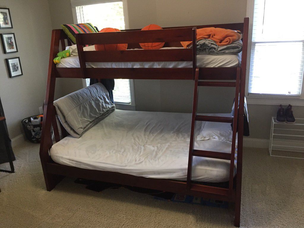 Bunk beds- twin on top. Full bed on bottom