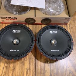 New Pair 8” Genius Audio Slim Bullet Midrange Speakers $90 Per Pair 