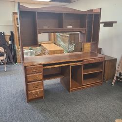 Desk And Hutch  6ft Wide Storage Nice Condition
