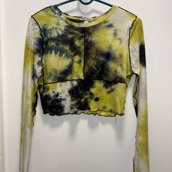 Derek Heart Tie Dye Long Sleeve Crop Top Size Large