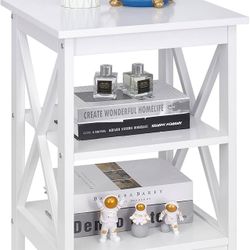 ZenStyle End Table 3-Tier X-Design Side Table with Storage Shelves Sofa Side Table Storage Organizer