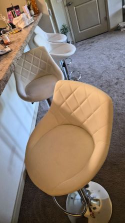 Cream Faux Leather Adjustable Bar Stools – Set of 4