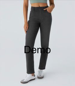 Halara Flex High Waisted Straight Leg Jeans – Washed Black (Large)