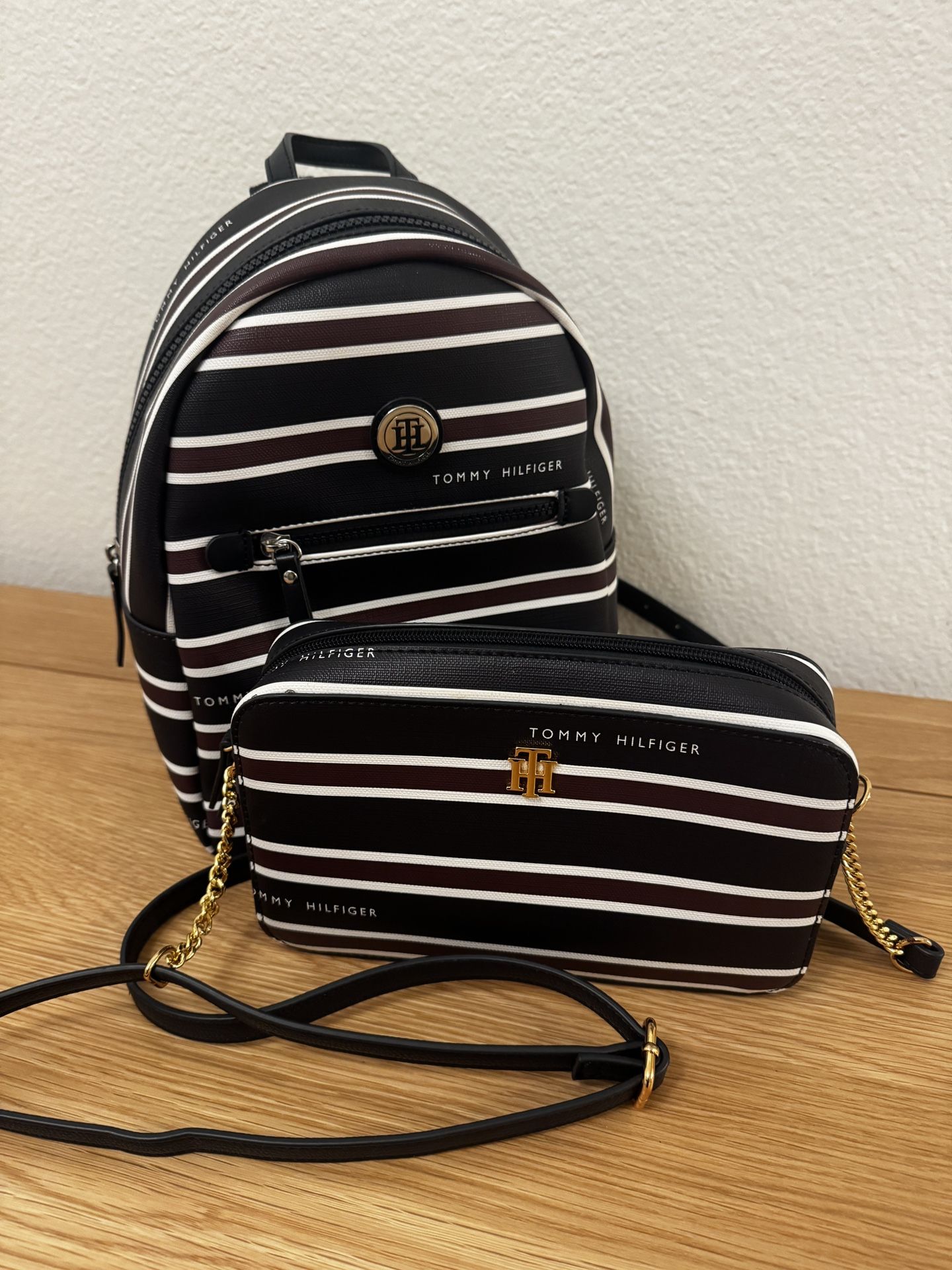 Tommy Hilfiger Leather Backpack + Purse