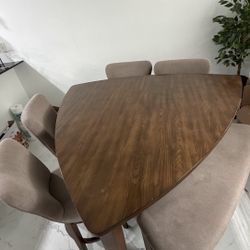 Wood Dining Table Set with 4 Chairs & Bench