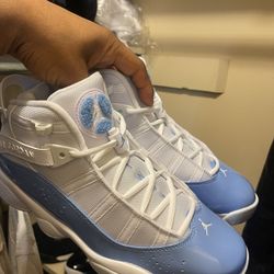 White And Baby Blue Jordan 6 Rings Size 9.5 Men