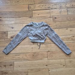 Gymshark Adapt Camo Seamless Lace Up Back Crop Top Brown Womens L