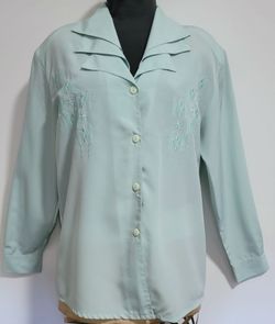 Rare Design Mint Green Embroidered Button-Up Blouse