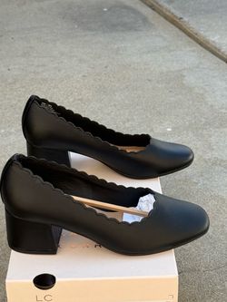 New LC Women’s Black Scalloped Block Heel Pumps Memory Foam Size 6 and Size 7