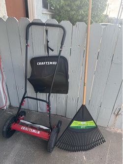 Craftsman manual grass cutter with rake