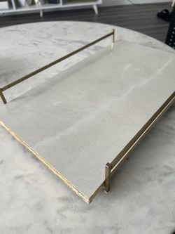 White Marble Gold Metal Tray Piece