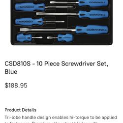 10 Piece Screwdriver Set, Blue 