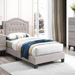 Twin size burlap beds with orthopedic mattress included