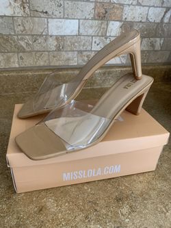 Nude clear heels