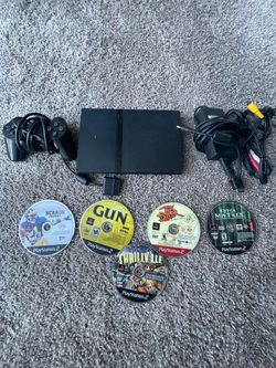 Sony PS2 Slim Console Bundle Controller Cables 5 Games Tested