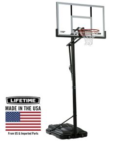 Lifetime 7.5ft. - 10ft. Adjustable Height 54 inch Steel-Framed Shatterproof Outdoor Portable Basketball System