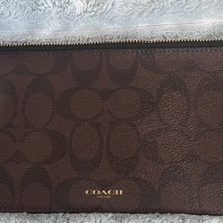 COACH Signature Zip Top Slim Pouch