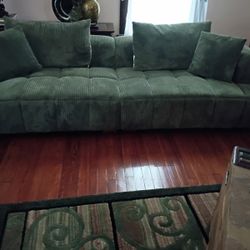 GREEN MODERN CORDUROY COUCH