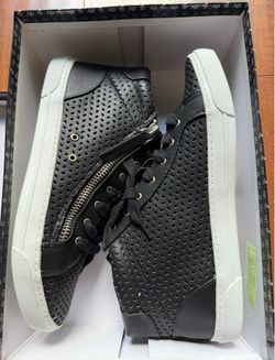 Women's Black Side Zip High Top Sneakers Shoe Size 8 1/2  -New