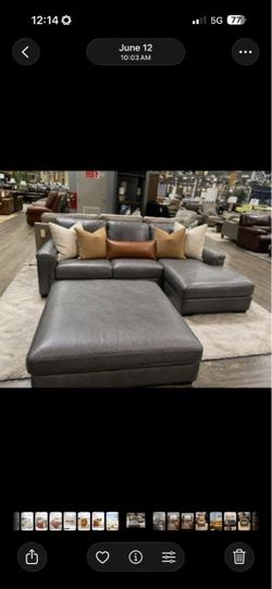 Italian Leather Sectional + Oversized Ottoman – Originally $5,000